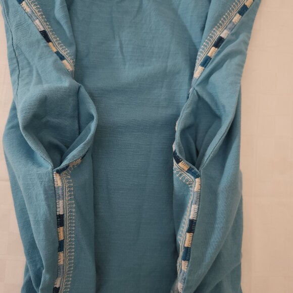 Faherty Jetty Shift Dress 100% Organic Cotton Embroidered Delphinium Medium Boho - Picture 7 of 13